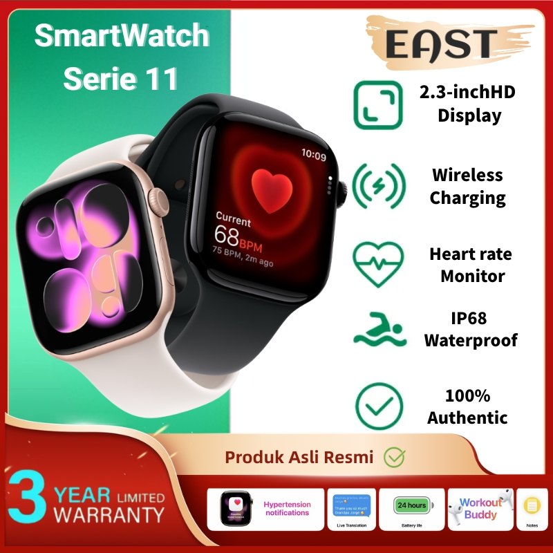 Original East Smartwatch Serie 11 AMOLED HD 46mm  Jam Pintar Olahraga Bluetooth SmartWatch Wanita Sm