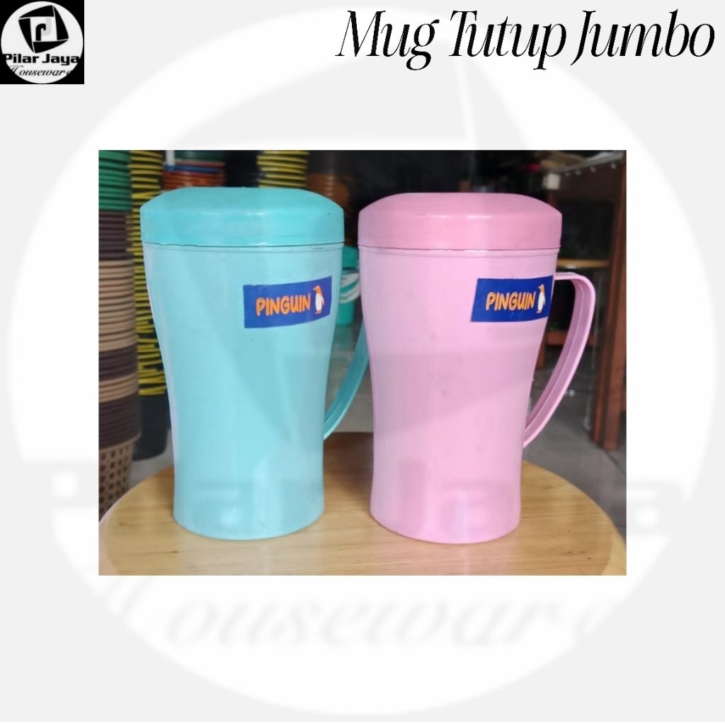 Mug Tutup/Gelas Tutup Plastik Ukuran Jumbo