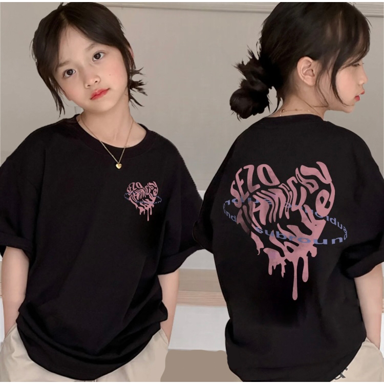 Lsingers Kids Tshirt Kaos Baju Anak 6-13 Tahun Unisex Lengan Gambar Love Pendek Fashion Sablon Plast