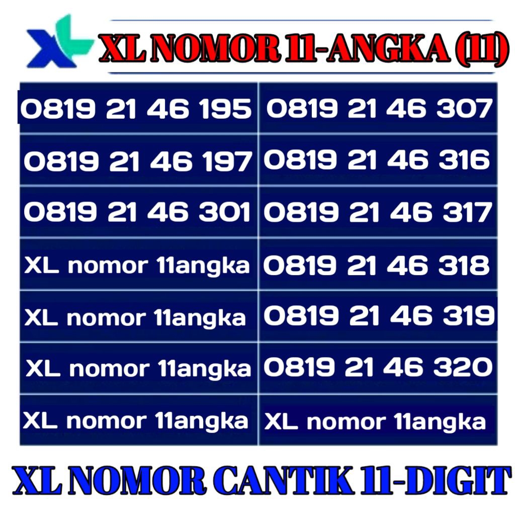 promo perdana XL nomor cantik 11digit(Cek Deskripsi)