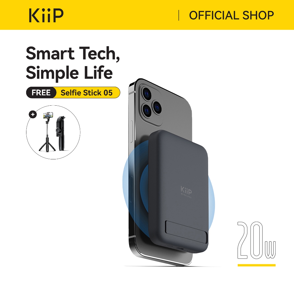 KiiP EW52 Power Bank 10000mAh Magnetic Magsafe 20W Fast Charging Putih