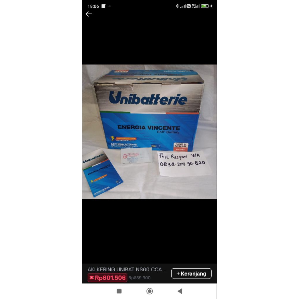 UNIBAT N50Z AKI KERING MF GARANSI 3 BULAN