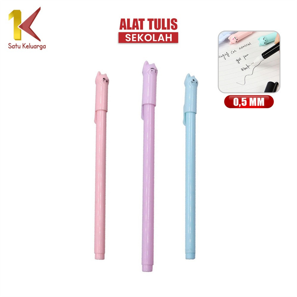 Satu Keluarga Pulpen Gel Karakter Kartun Kucing A14 Alat Tulis Pena Unik Bolpen Motif Kucing Station