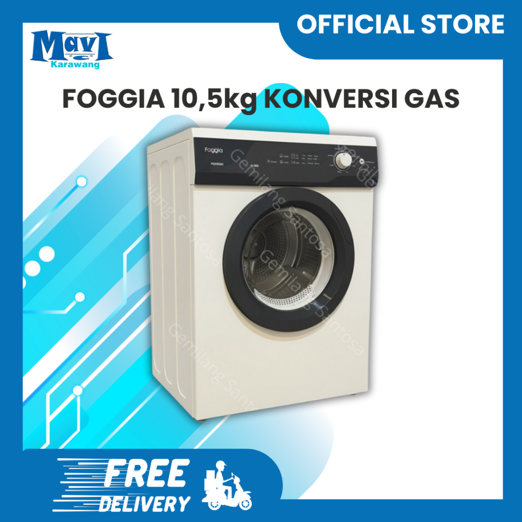 Mesin pengering pakaian FOGGIA 10,5kg konversi gas