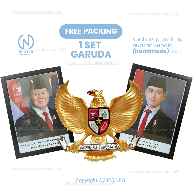 1 Set Pajangan Garuda Pancasila Dinding Poster Pigura Gambar Presiden Dan Wakil Presiden Wapres Fibe