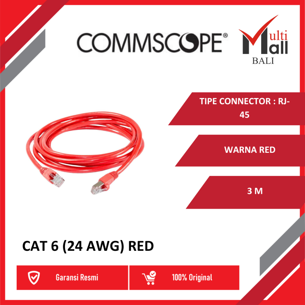 PATCH CORD COMMSCOPE UTP CAT 6 (24 AWG) 3 METER RED