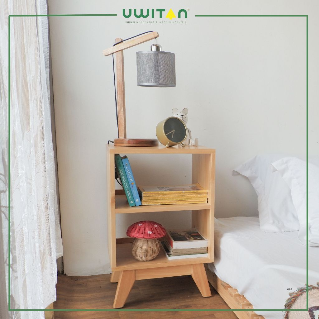 Uwitan 1x2 Drawer Solid Small – Meja Samping Nakas Bahan Kayu Pinus Solid Asli Multifungsi Aesthetic