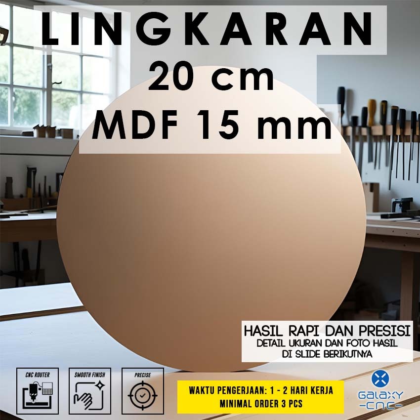 Lingkaran 20 cm - MDF 15 mm - MDF board / papan MDF kayu