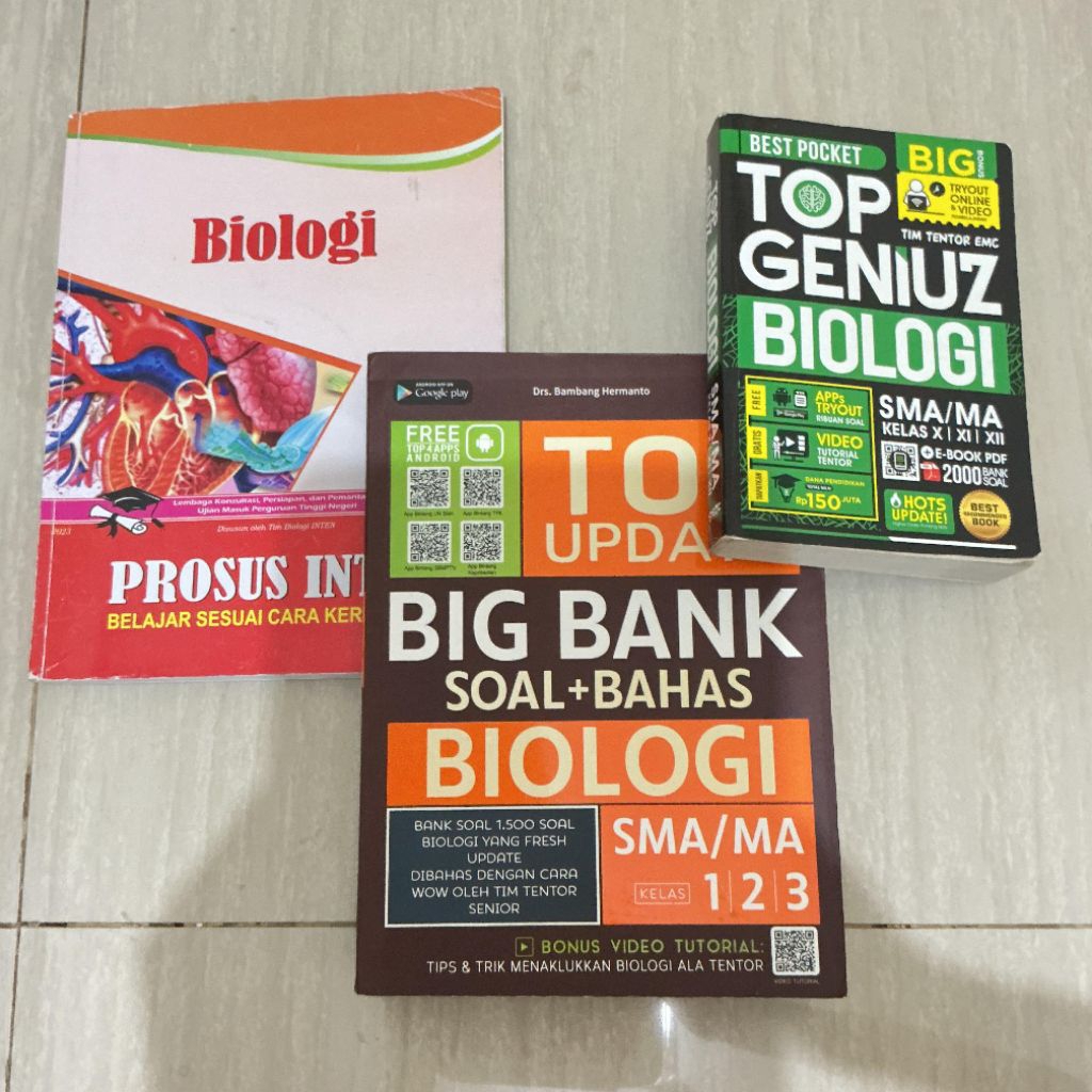 [Preloved] Like New Buku Biologi INTEN, TOP GENIUZ, dan TOP BIG BANK Biologi SMA