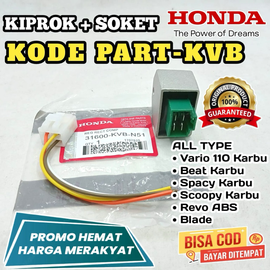 KVB KIPROK,SEPAKET SOKET HONDA,KIPROK VARIO 110 KARBU,BEAT KARBU,SPACY KARBU,SCOOPY KARBU,REVO ABS,B