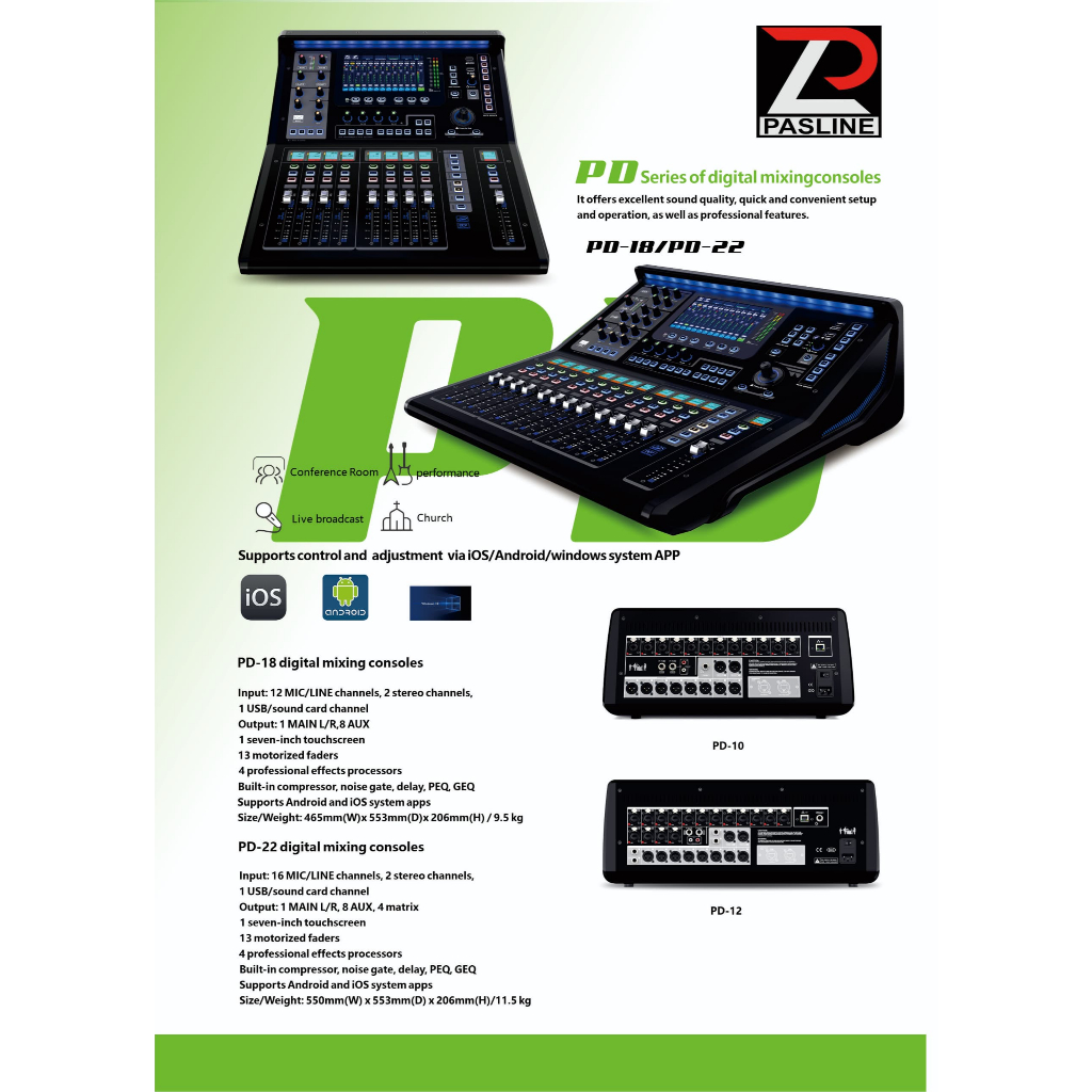 Mixer Audio Digital Pasline PD-18 / PD-22