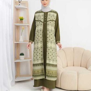 Gamis Dress Mixx Brukat Motif Lengan Panjang Bahan Crinkle Airflow By AZKA Collection