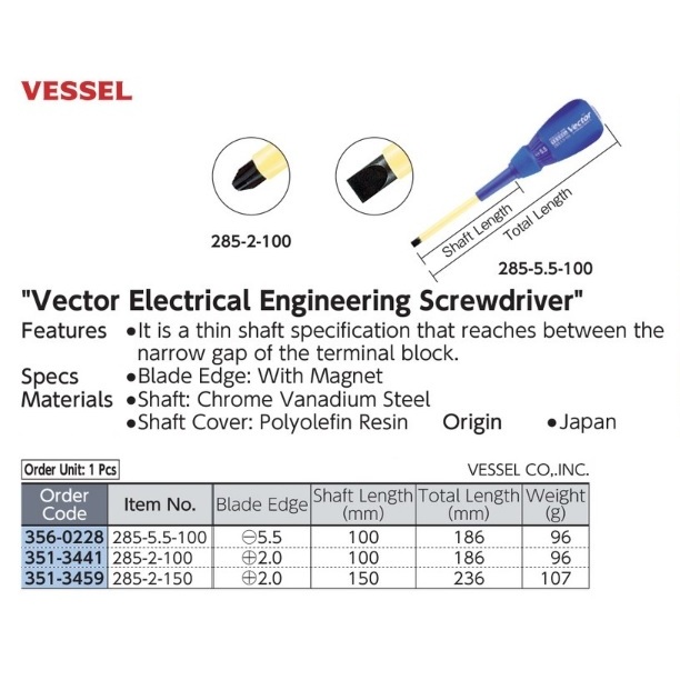 VESSEL Vector Electrical Driver 285 +2 x 100 Vessel 285-2-100