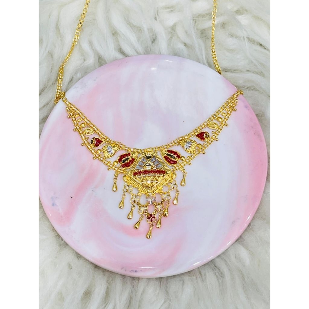 kalung kerawang motif dubai rumbai simple elegant emas asli kadar 700
