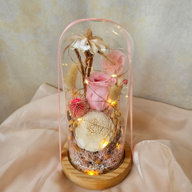 Glass Dome Bunga kering | bunga box