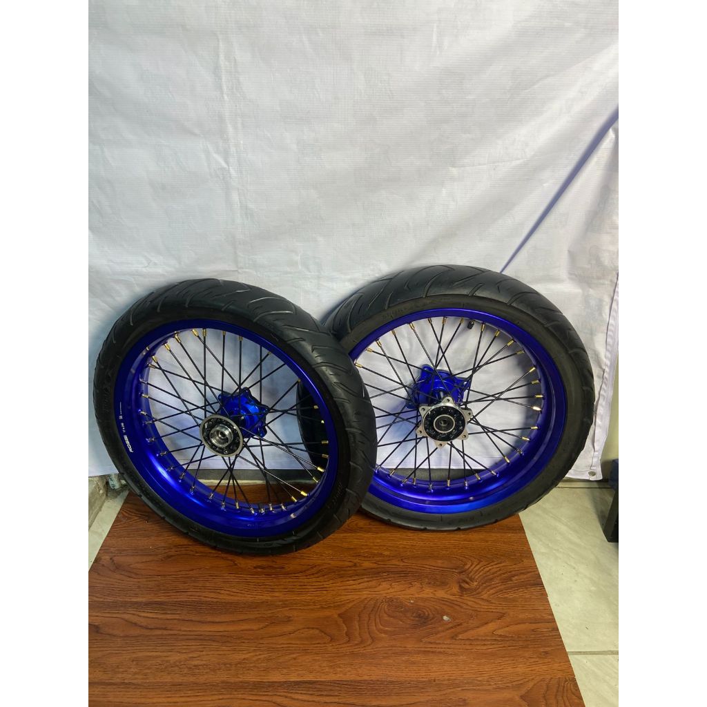 Roda Set Supermoto KLX Ban Paket Hemat Ring 17 Wheelset Sumo D-Tracker 150 Series Murah