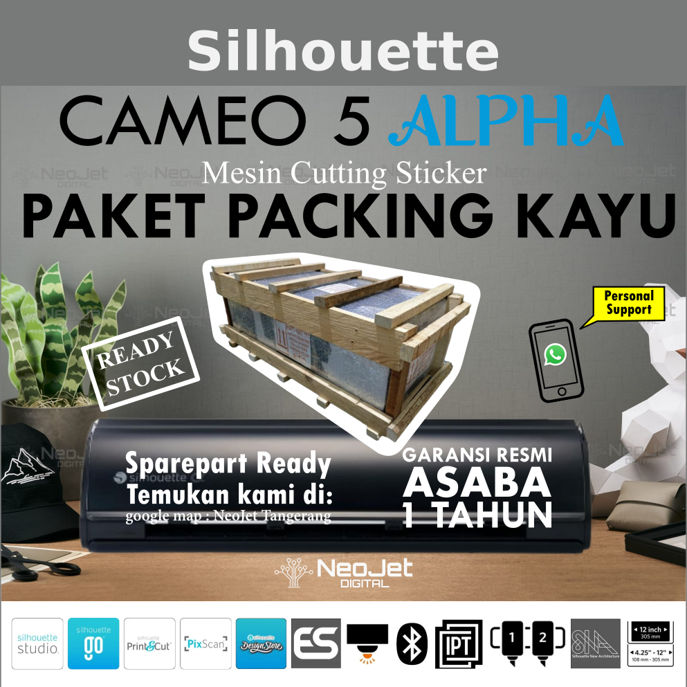 Mesin cutting stiker Silhouette Cameo 5 BONUS FREE packing kayu print and cut