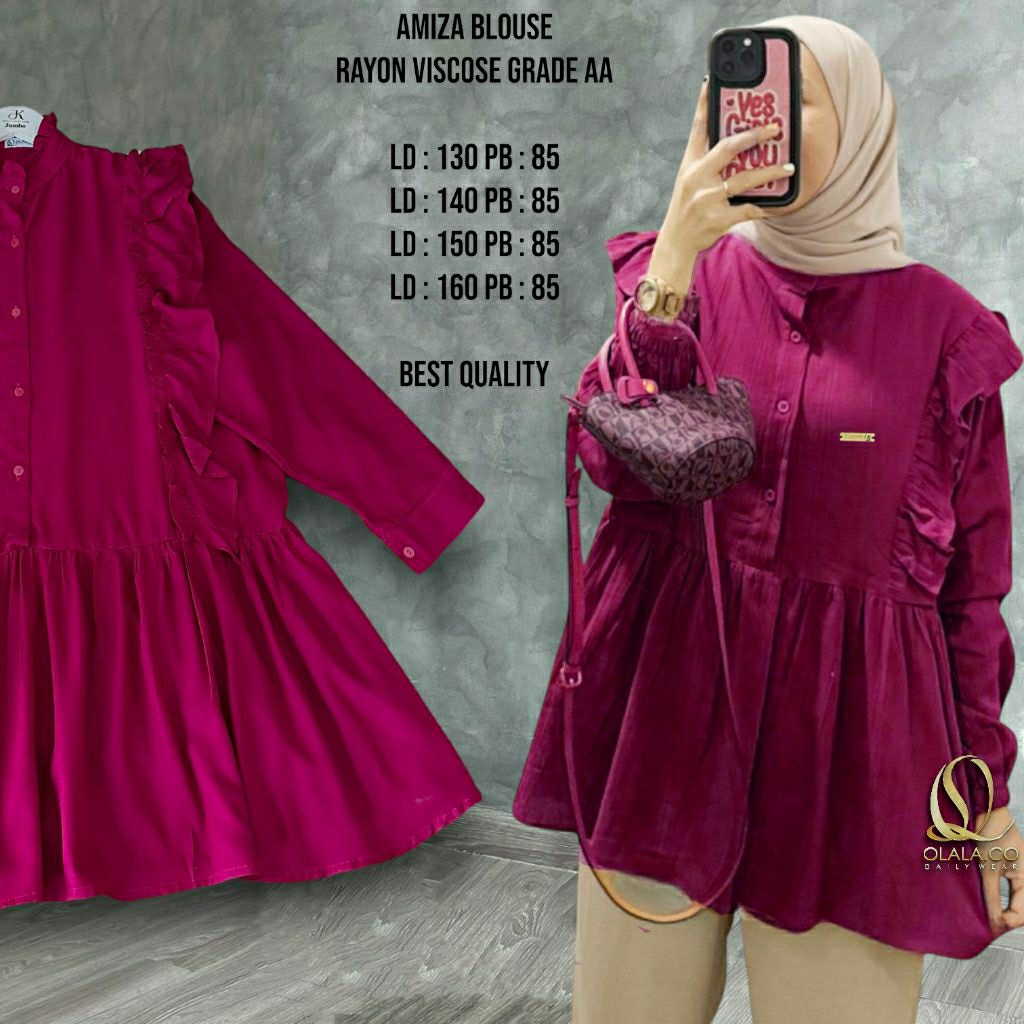 Amiza Blouse magenta Katun adem & jatu OVERSIZE LD 130-160 / olala