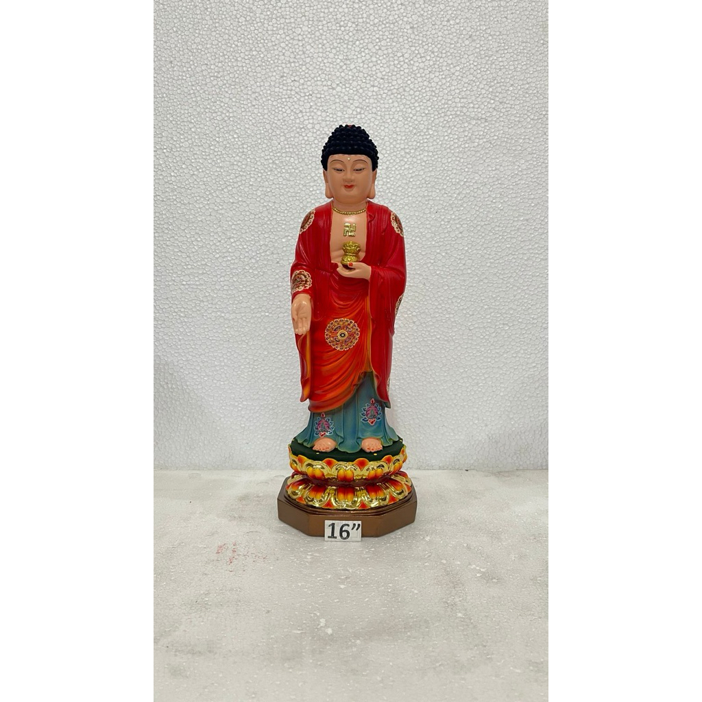 patung Buddha amitabha berdiri 16in bahan resin