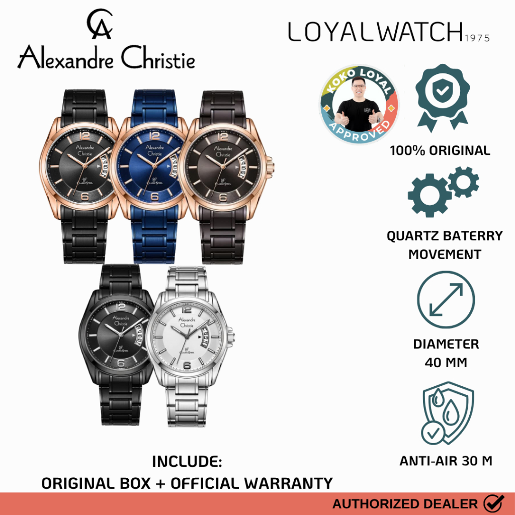 Jam Tangan Alexandre Christie Classic Steel Pria 8684 Original Garansi Resmi