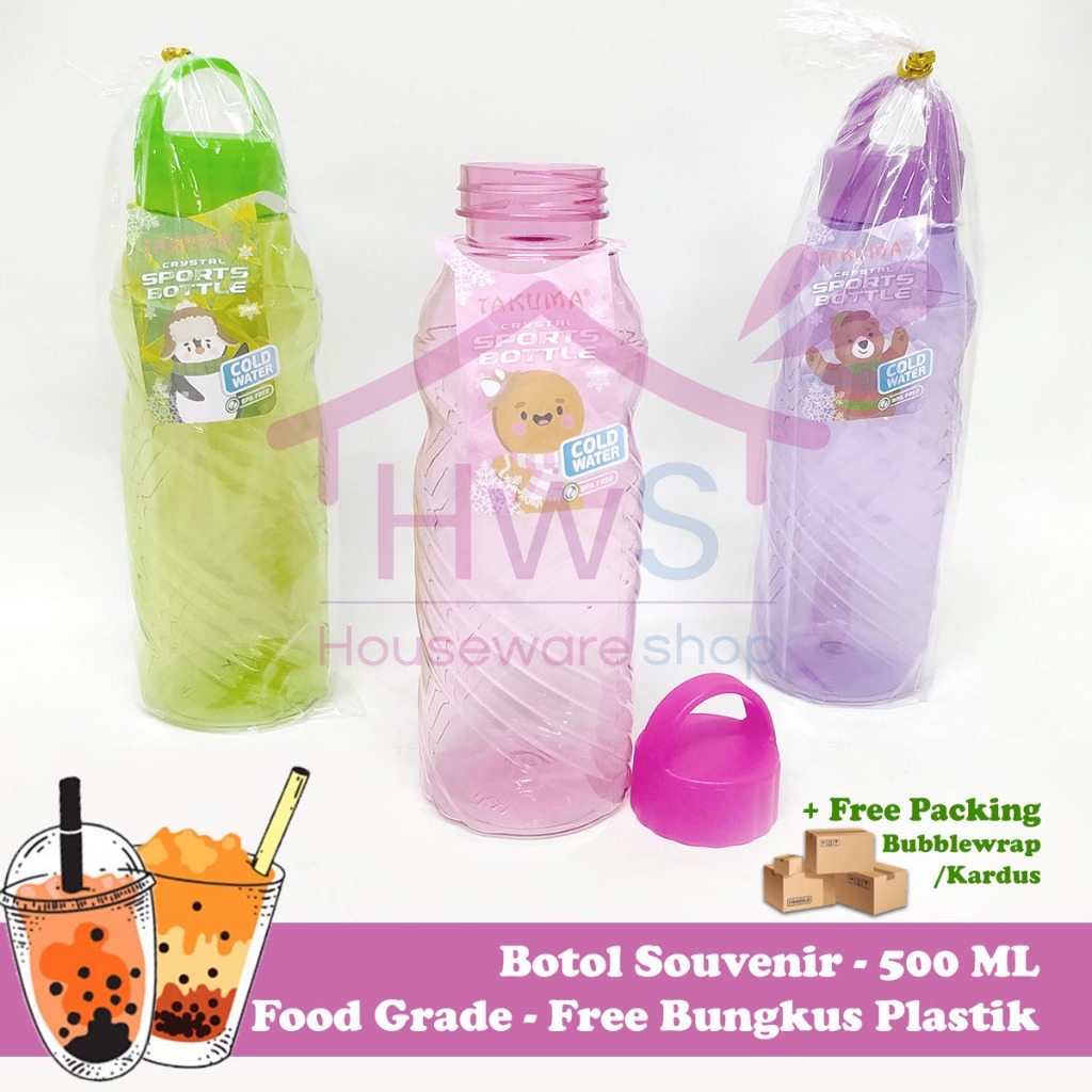 Botol Minum Anak / Botol Air Spiral 500 ML - Botol Gagang Souvenir Ulang Tahun Anak - Free Plastik P