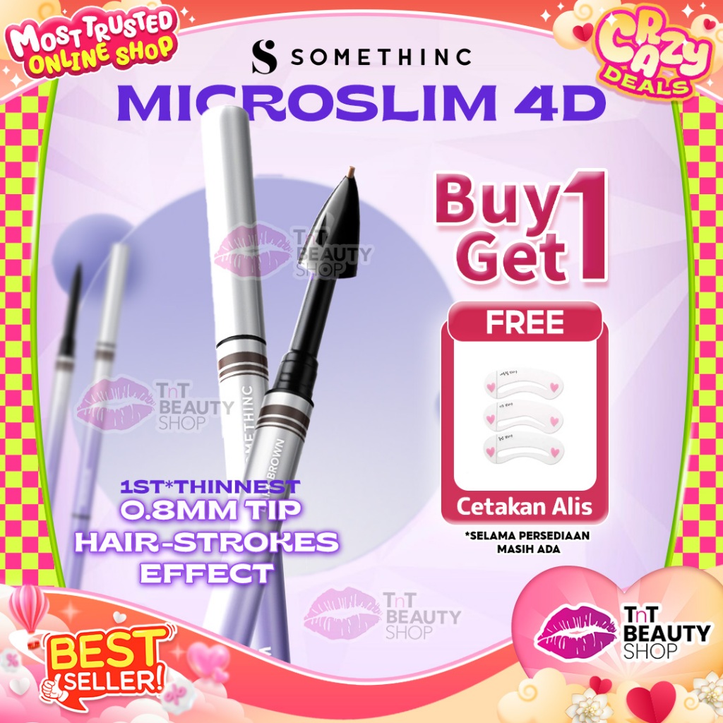 SOMETHINC Microslim 4D Eyebrow Pencil 0.8mm Pensil Alis Kecil Tipis Micro Tip Spoolie | TnT Beauty