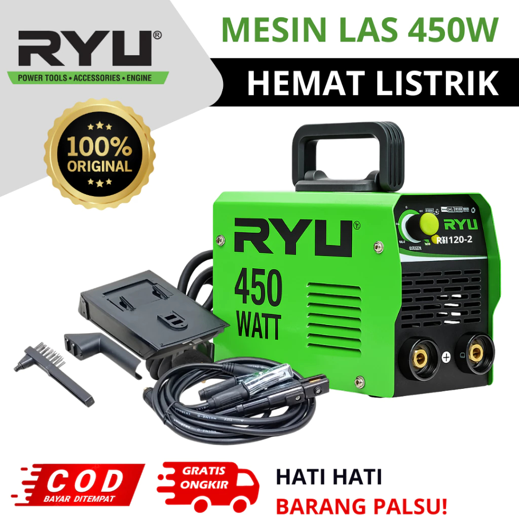 MESIN LAS RYU 450WATT 120A IGBT INVERTER 450 WATT / TRAFO LAS LISTRIK 450 W / MESIN LAS 450WATT FULL