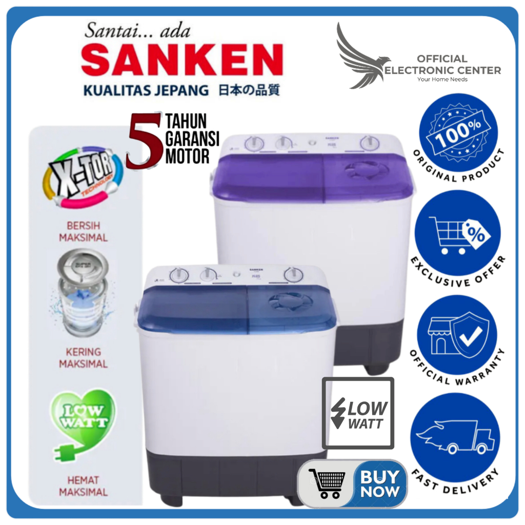 SANKEN MESIN CUCI TW-9220 TW9220 TW 9220 MESIN CUCI 9KG SUPER SPIN DRY DUOZ DOUBLE BODY TWIN TUB SAN