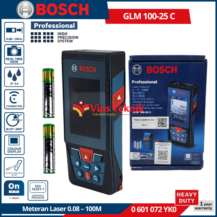 BOSCH GLM100-25 C Meteran Laser Range Finder Digital 100M GLM 100-25 C