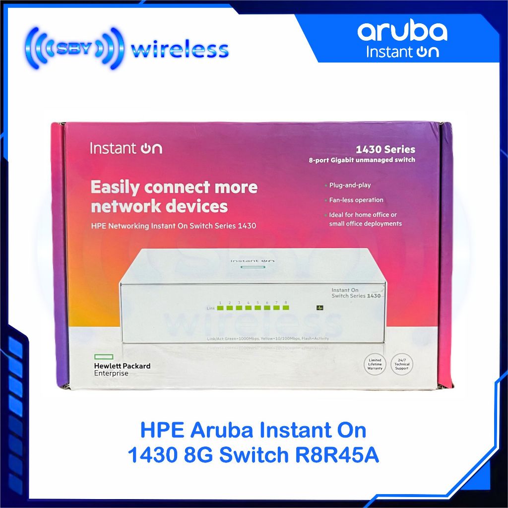 HPE Aruba Instant On 1430 8G Switch  8-Port Gigabit Unmanaged  R8R45A