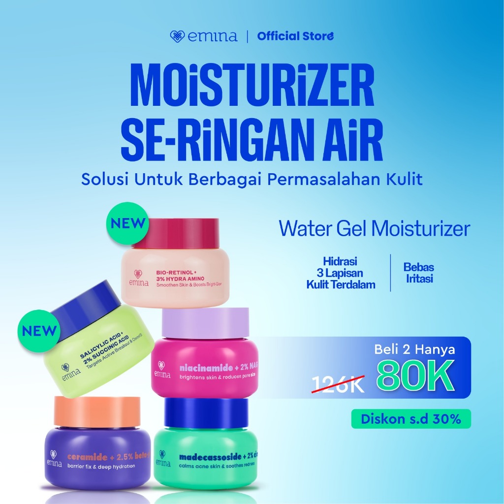 [FLASH SALE] [NEW LAUNCH] Emina Water Gel Moisturizer 30g | Mencerahkan & Mengurangi Flek Hitam | 48