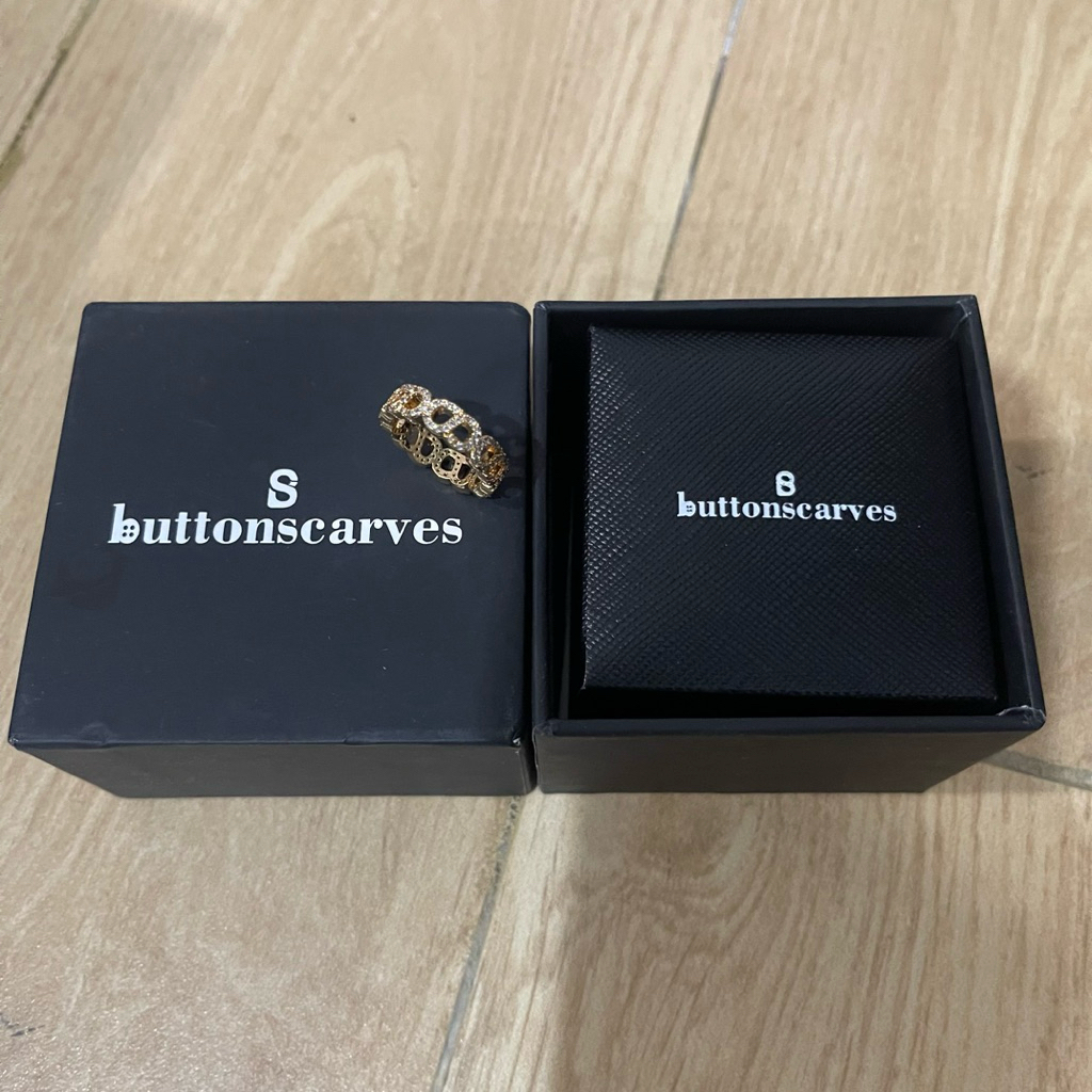 [NEW] SALE Buttonscarves Original LUNA RING Gold 10 Cincin Monogram B BS Emas BJ Rare Item