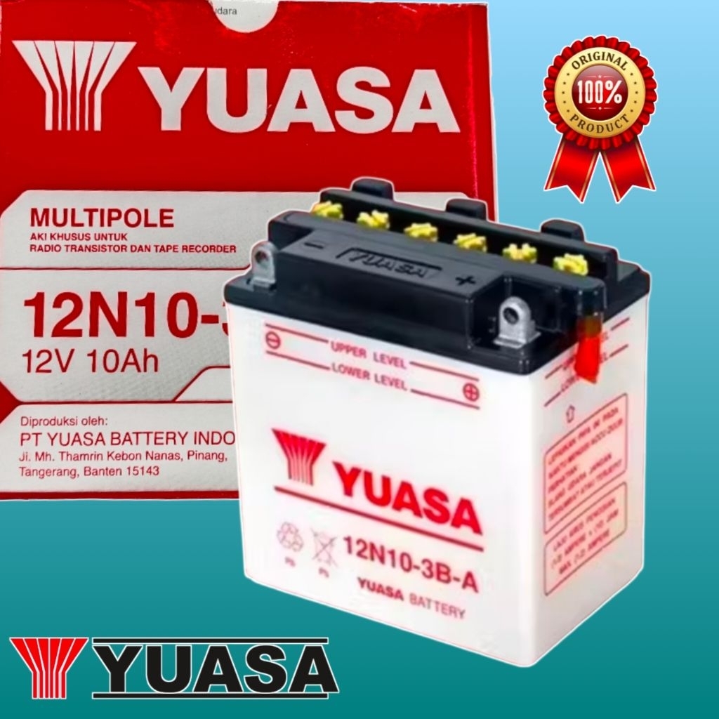 Aki Yuasa 12N10-3B-A 12V 10Ah Original tunggul lima| Aki Motor Basah Kuat Awet Garansi Resmi