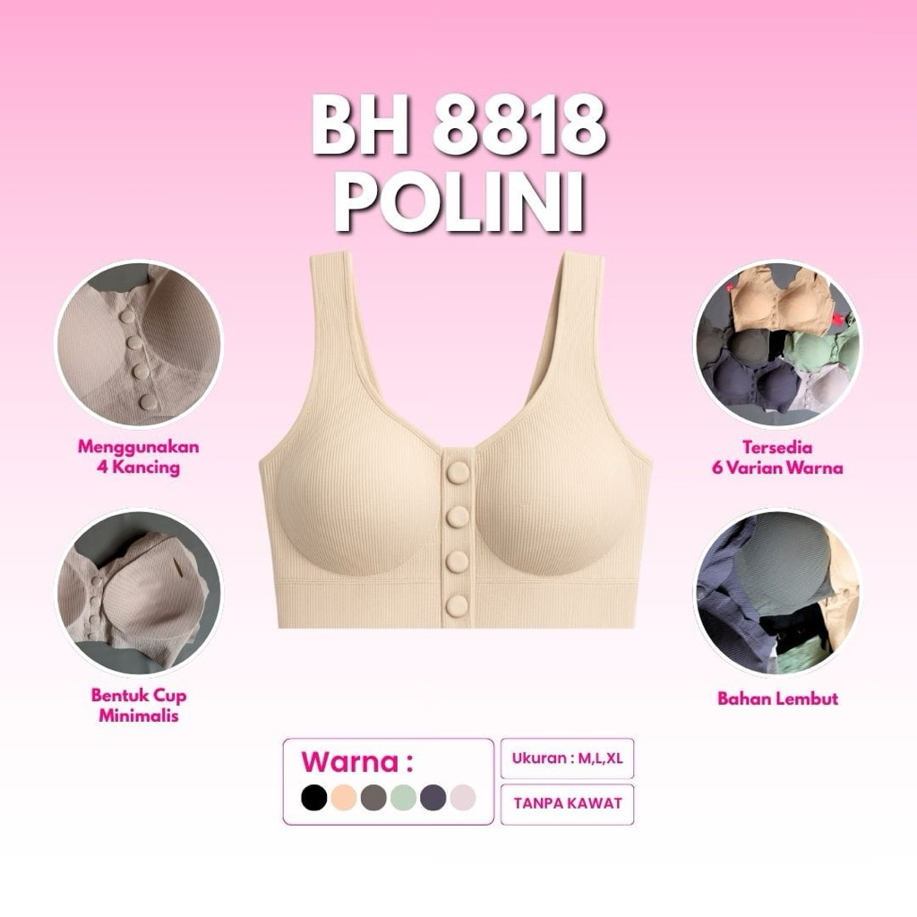2PCS BH POLINI 8818 BH SEAMLES KANCING DEPAN TERBARU | BH POLINI