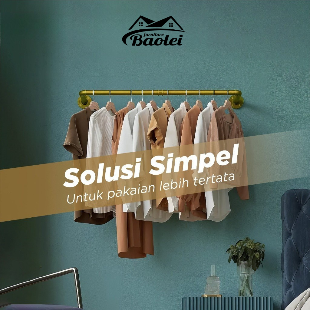 Gantungan Baju Besi Tembok Premium - Gantungan Baju Dinding Besi Kuat - Gantungan Baju Tembok Rakit
