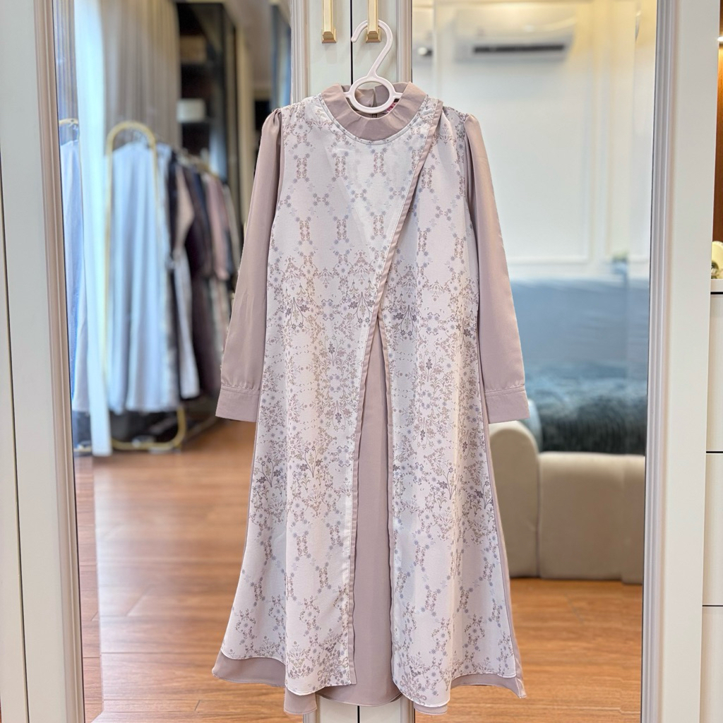 NNfashion Khansa Dress Couple Anak Gamis Muslimah-Latte Anak