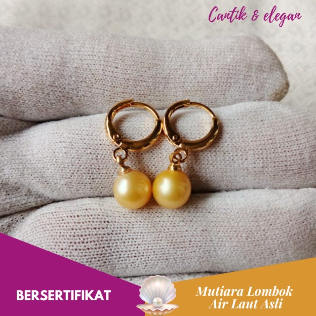 Anting Mutiara Lombok Asli Air Laut Bersertifikat Grade A AAA