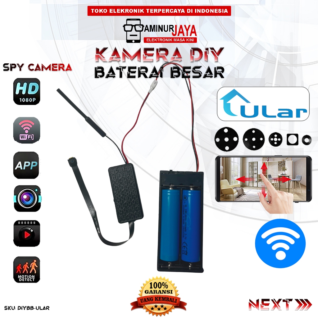 AminurJaya Mini Camera DIY Module WiFi 1080P DIYBB-ULAR Hidden Smart Kamera CCTV Pengintai Rahasia