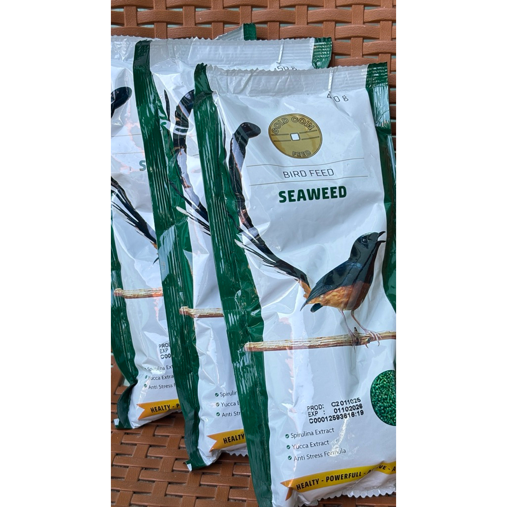GOLD COIN Bird Feed SEED 450g | Pakan Burung Seaweed Anti Stress | Spirulina Yucca Extract