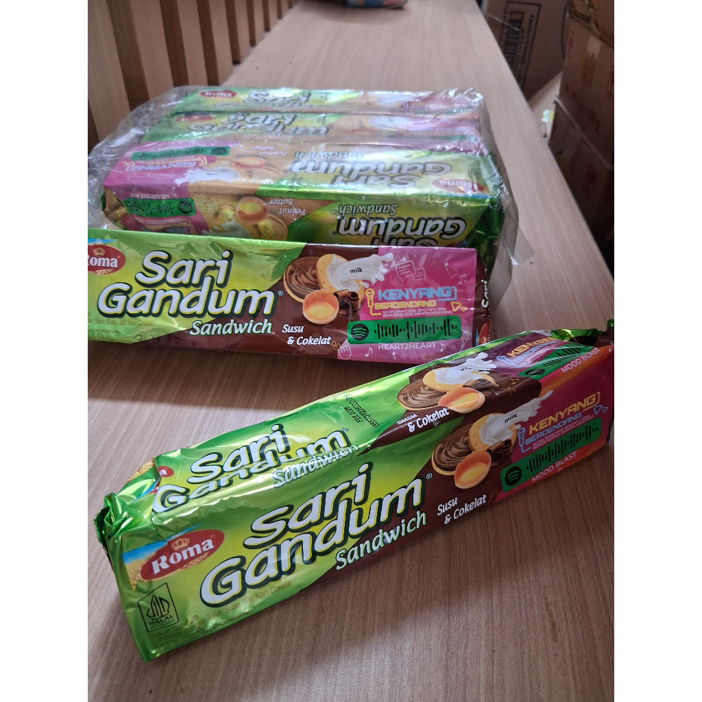 Biskuit Gandum Roma Sari Gandum Sandwich Susu&Coklat / Peanut Butter 108 gram