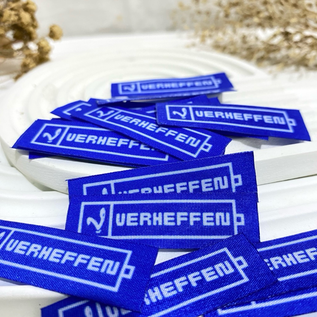 Label woven print, label baju, label pakaian, label kaos, label hijab, label murah, label berkualita