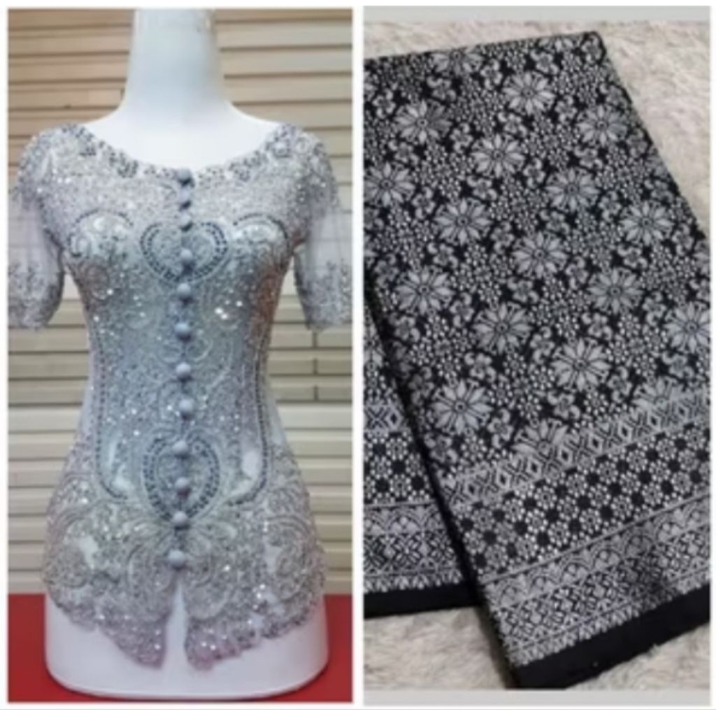 SET KEBAYA PAYET LENGAN PENDEK+ LONG TORSO+SONGKET LILIT ORI / KEBAYA PAYET LENGAN PENDEK / KEBAYA P