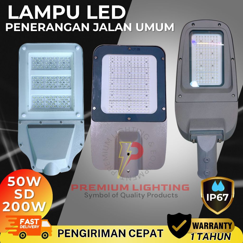 PREMIUM Lampu Jalan LED PJU AC220V 50W 90W 100W 150W 200 Watt Cahaya Putih Street Light