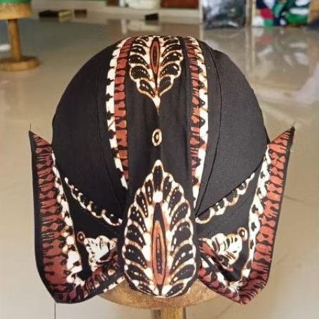 Blangkon Alusan Mataram Jogja cuci lipat full jahitan tanpa kertas, motif favorit kates coklat, paka