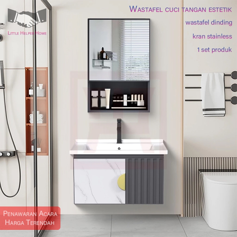 wastafel gantung set 50CM-kabinet wastafel aluminium-storage kamar mandi-wastafel keramik-wastafel d