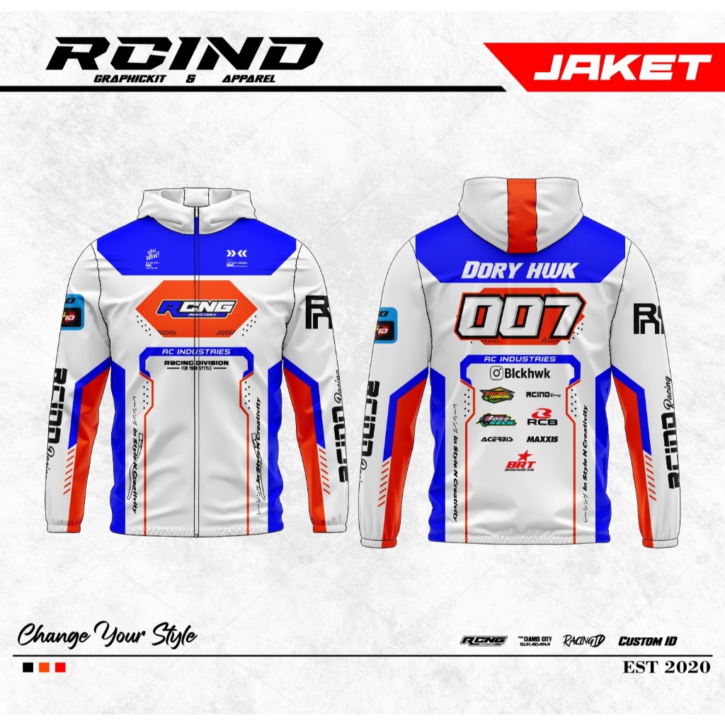 Jaket Racing Custom Nama Parasut Waterproof | COD | RCIND | JAKET PREMIUM PARASUT