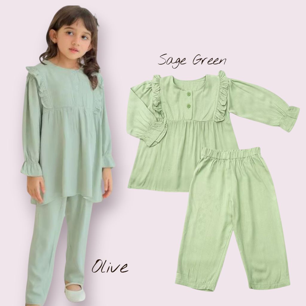 COOPERCAT Setelan Panjang Anak Perempuan Size 2 (1-2 Tahun)/One Set Anak/Setelan Anak Bayi/Setelan A