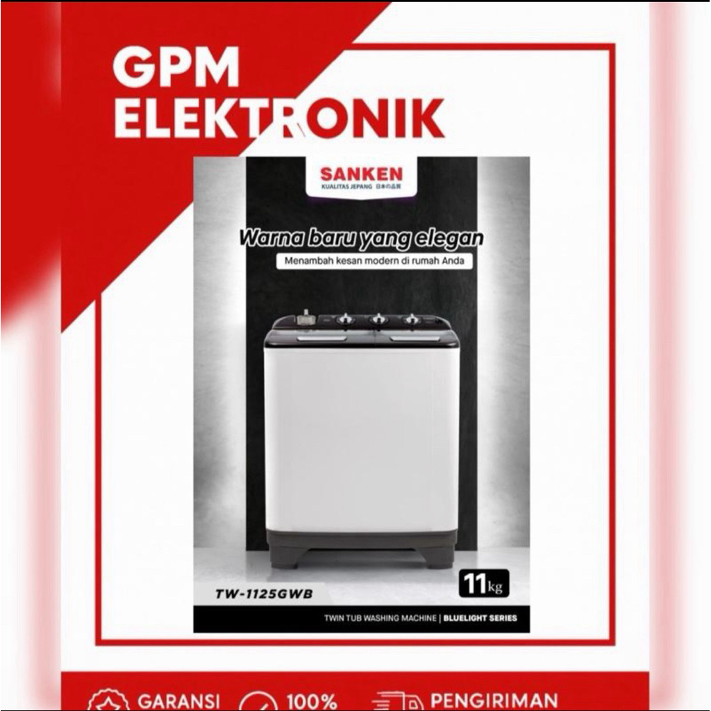 MESIN CUCI 2 Tabung 11Kg Sanken TW-1125GWB