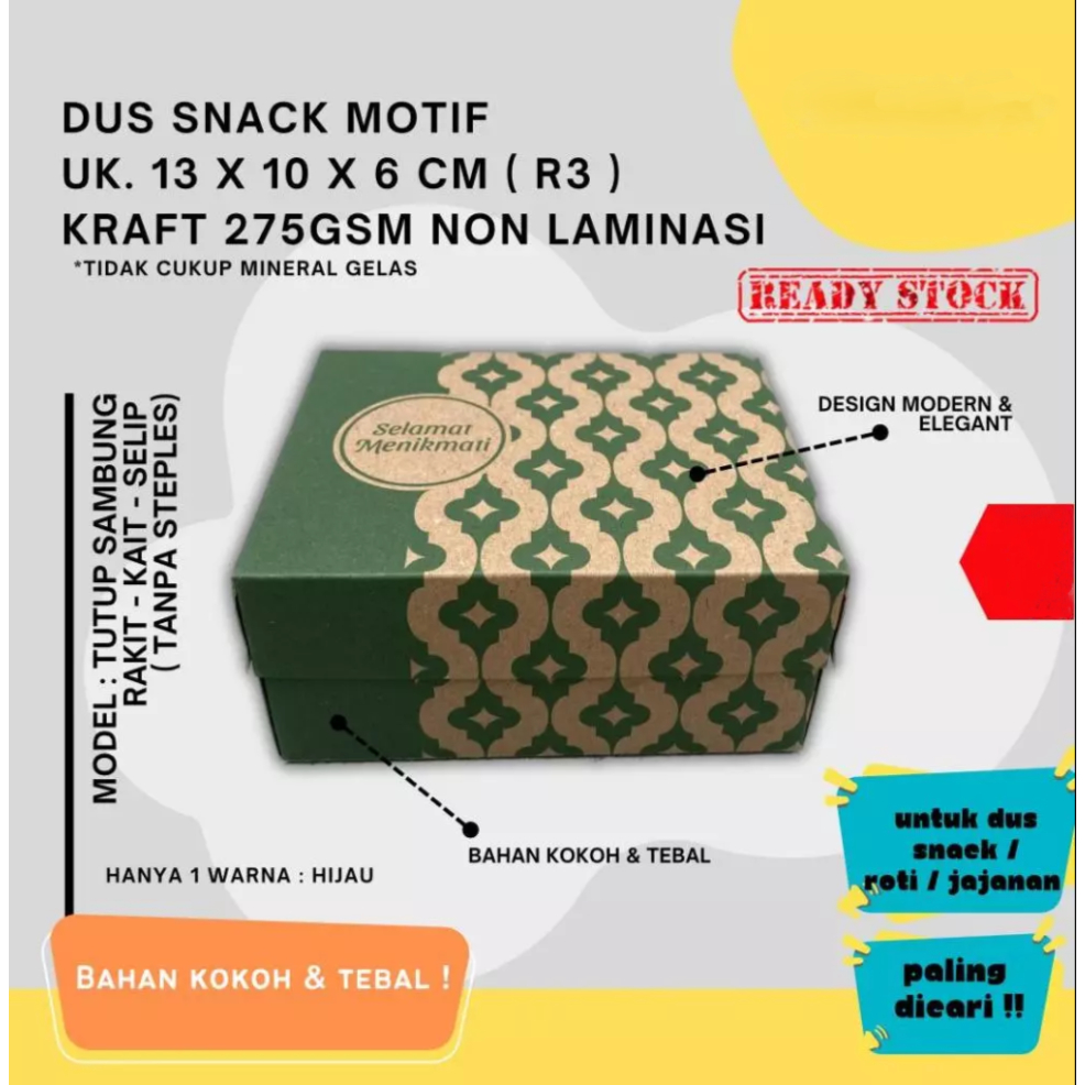 BOX KUE KARDUS MOTIF 13x10x6 KRAFT NON LAMINASI SNACK