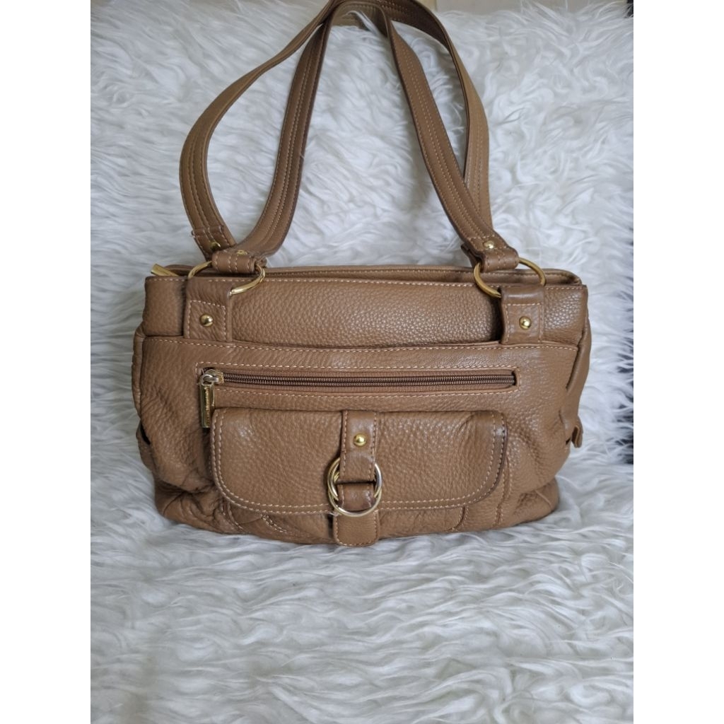 Tas Soulder Stone Mountain warna Tan Kulit Asli / Tas Wanita Soulder kulit asli Preloved Cantik Warn
